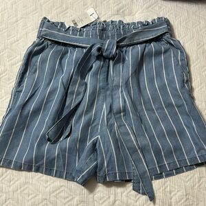 Striped Casual Faux Jean Shorts